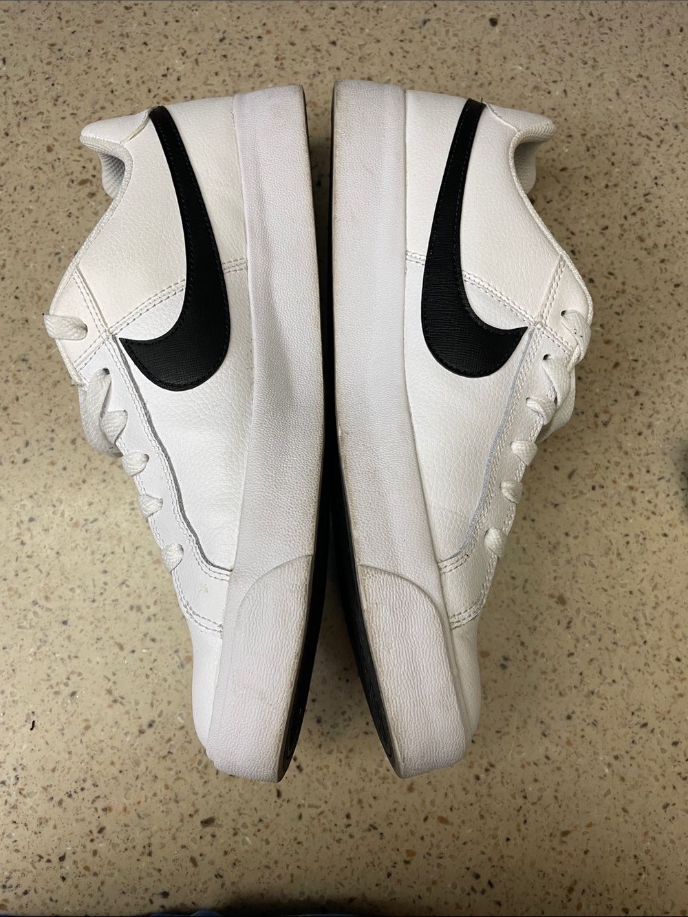 Nike White Leather Low-Top Sneakers with Black Swoosh - Picture 2 of 5